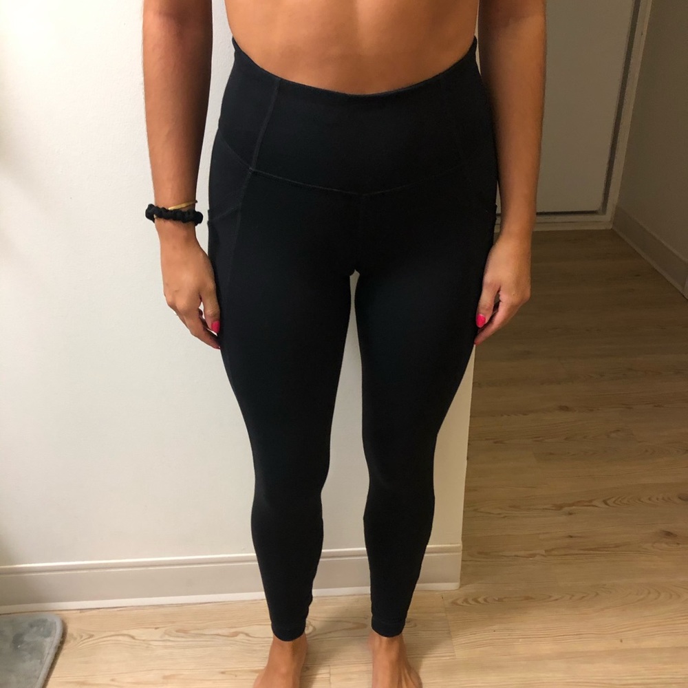 Athleta Black Leggings with Criss Cross Back